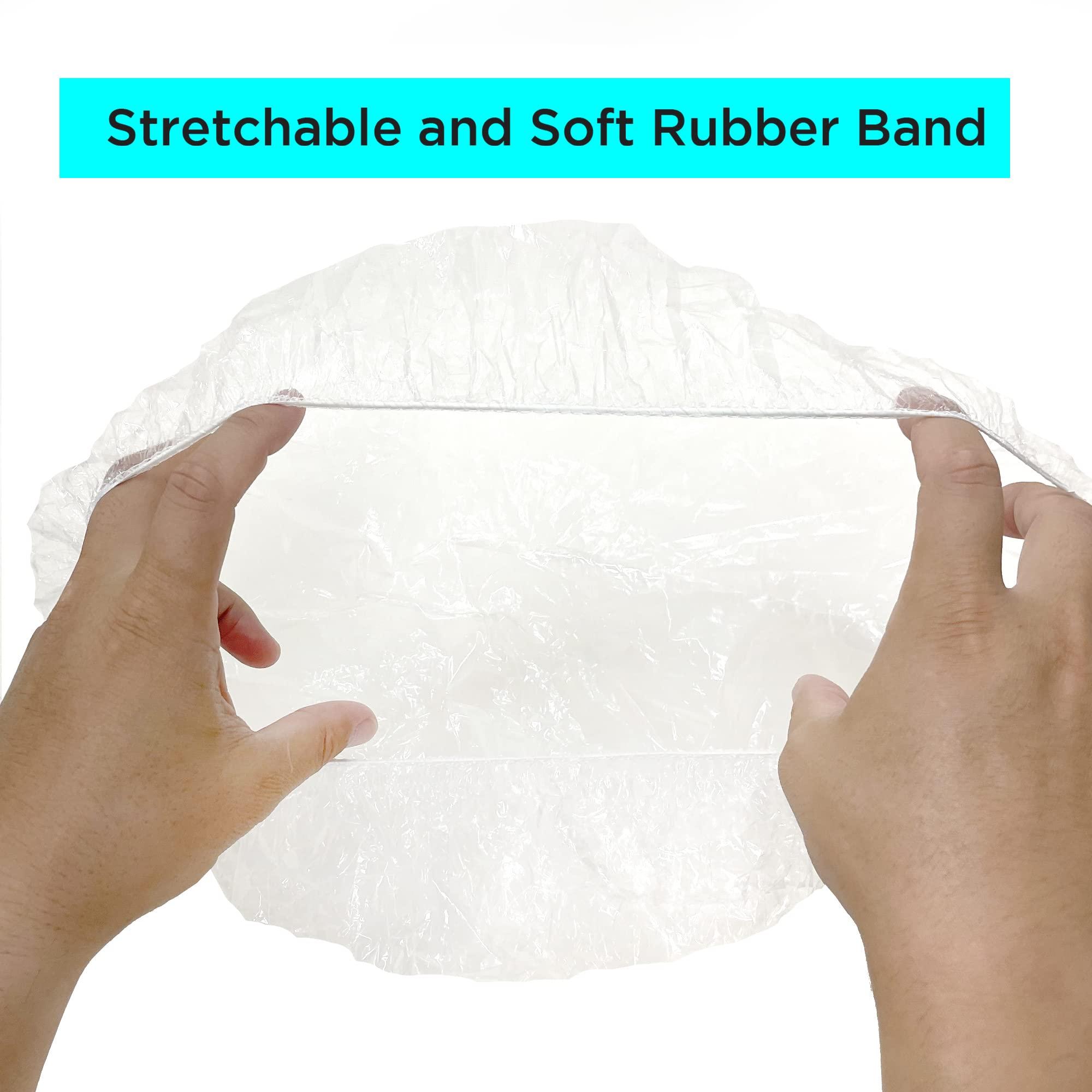 DONNA Donna Disposable Super Jumbo Shower Caps, Deep Conditioning Hair Caps- 10PCS Plastic Hair Caps Shower Caps for Women or Men Elastic Band Waterproof Plastic Bathing Showering All Hair Textures