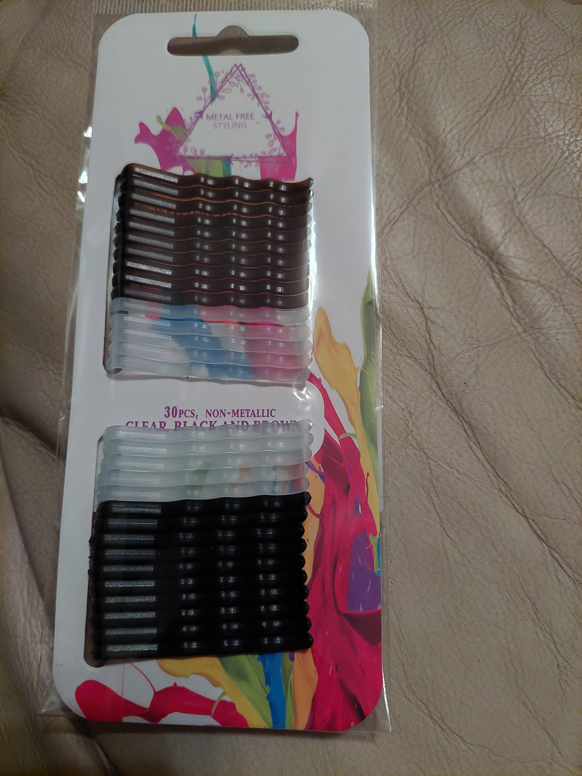Metal Free Styling Metal Free Bobby Pins - BLACK-BROWN-CLEAR