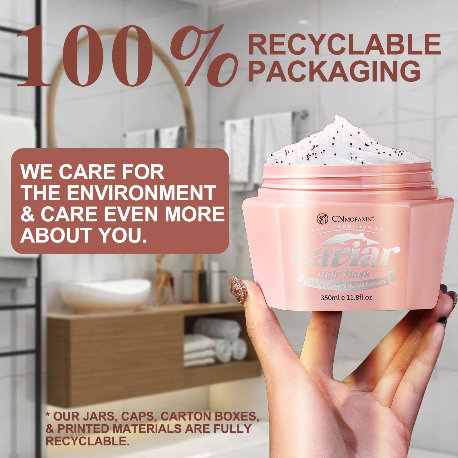 CNMOFAXIN CNMOFAXIN Caviar Hair Mask, Enriched with Caviar Essence, Keratin, & Herbal Extracts for Ultimate Shine & Softness, Deep Conditioning Treatment for Dry or Damaged Hair, 11.8 fl ozSulfate-Free