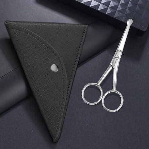 YNR 10CM Premium Nose Hair Scissors, Rounded Tip for Trimming Small Details Facial Hair, Ear Hair, Eyebrow