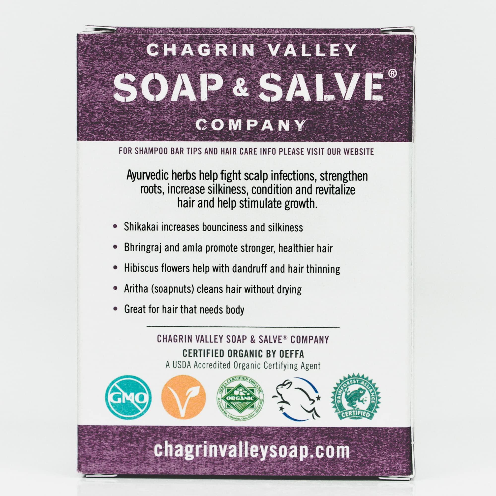Chagrin Valley Soap & Salve Chagrin Valley Soap & Salve Ayurvedic Organic Shampoo & Body Wash Soap Bar - Nurtures Dandruff & Dull Hair - Sulfate Free Shampoo - Sustainable, Vegan Handmade Soap  5.6 oz Women & Mens Soap Bar
