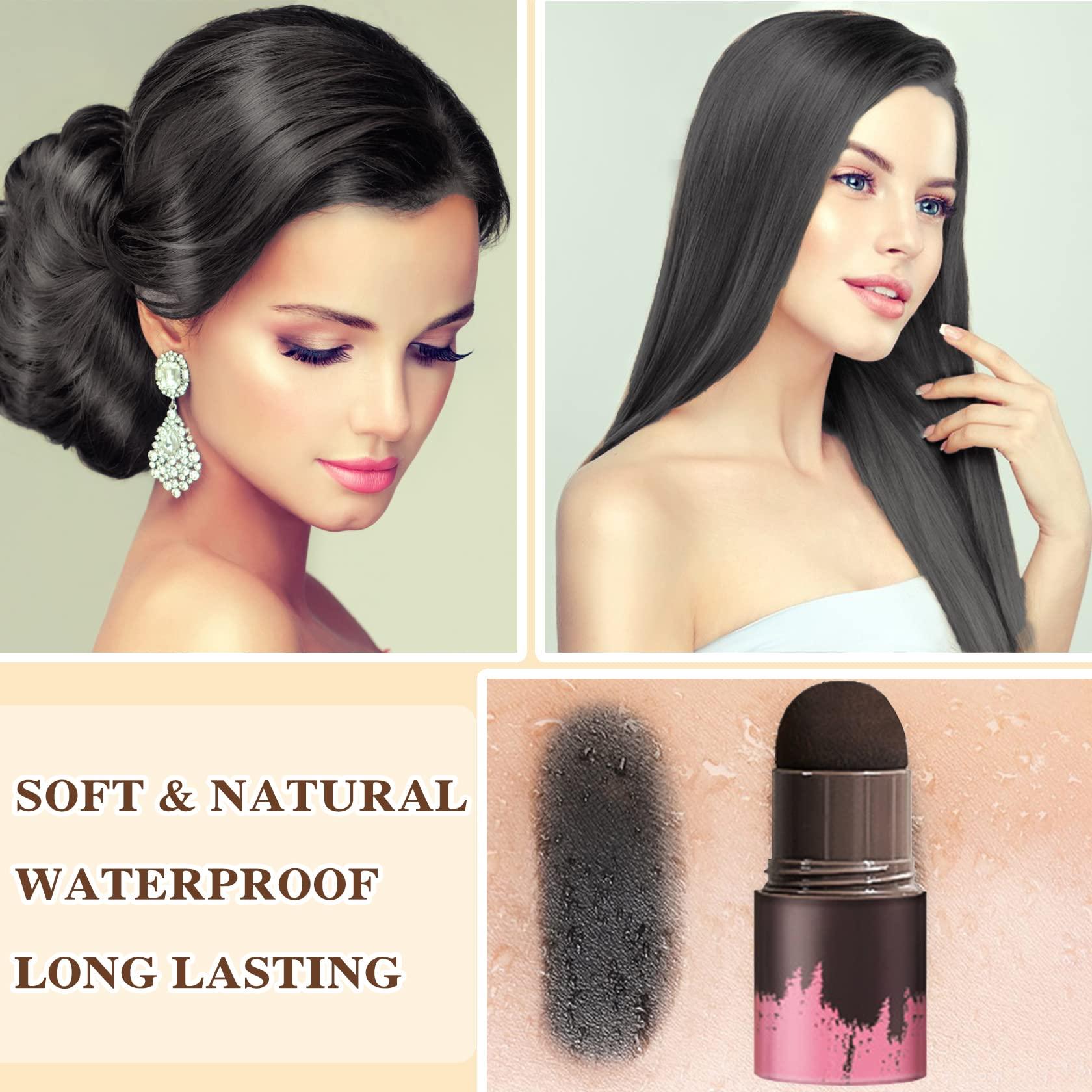 Fusang Hairline Powder Stick,Waterproof Hair Filler Powder for Women,Easy to Use,Pigmented Long Lasting Hair Shading Sponge Pen Root Hair Touch Cover Up Hair-line Shadow Makeup Powder(Black)