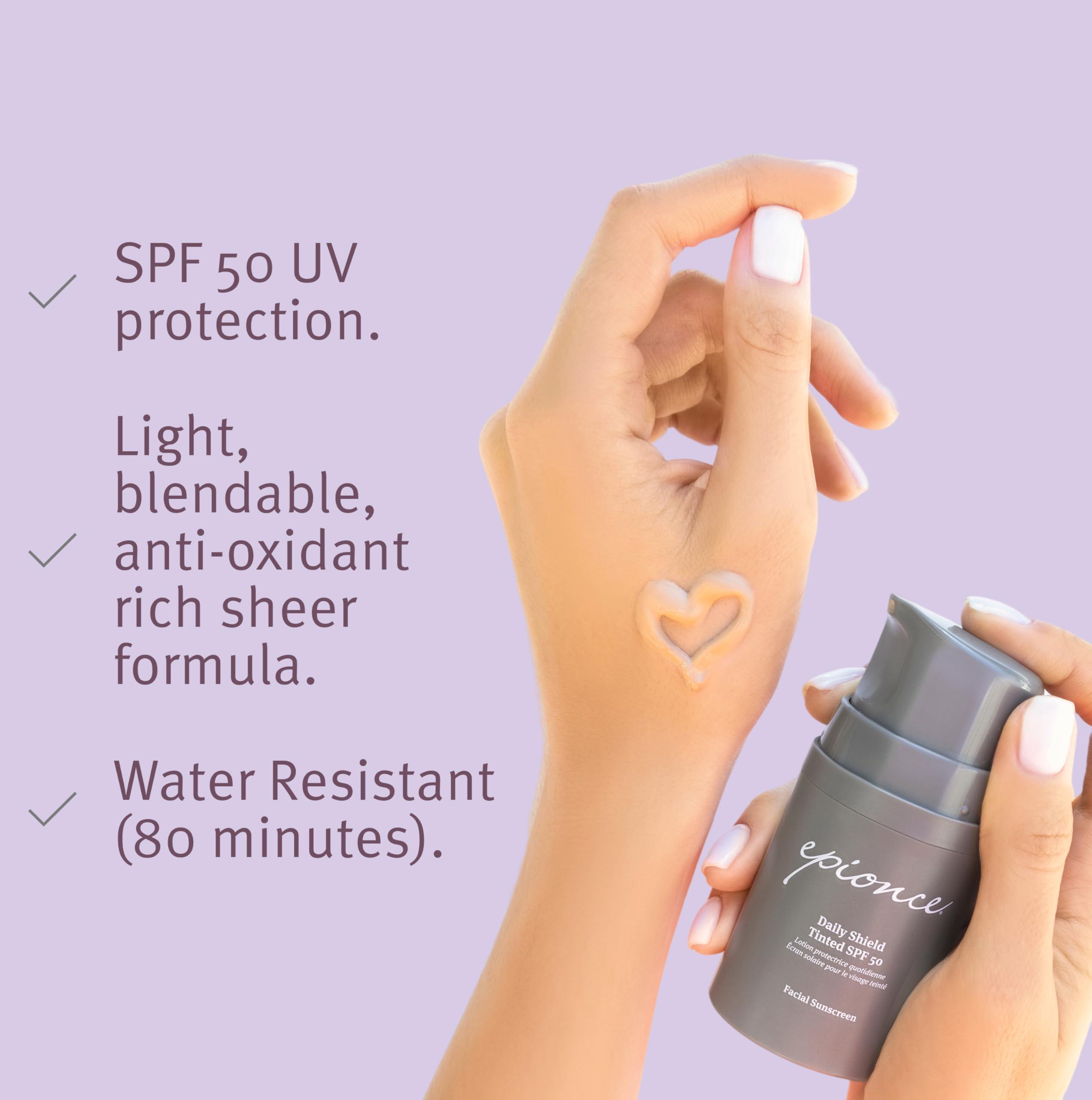 Epionce Epionce Daily Shield Tinted SPF 50 Sunscreen - Water Resistant Broad Spectrum UV Protection Facial Sunscreen with Titanium Dioxide & Zinc Oxide, For All Skin Types, Dermatologist Skincare