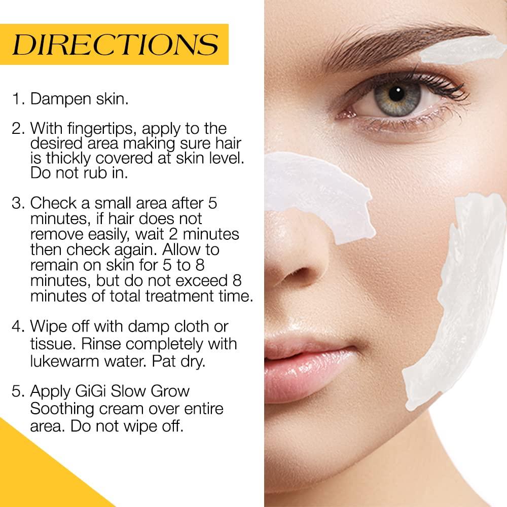 GiGi GiGi Hair Removal Cream for the Face - 1 oz, and Slow Grow Soothing Cream - 0.5 oz, Hair Removal Kit for Sensitive Skin, 1-pack