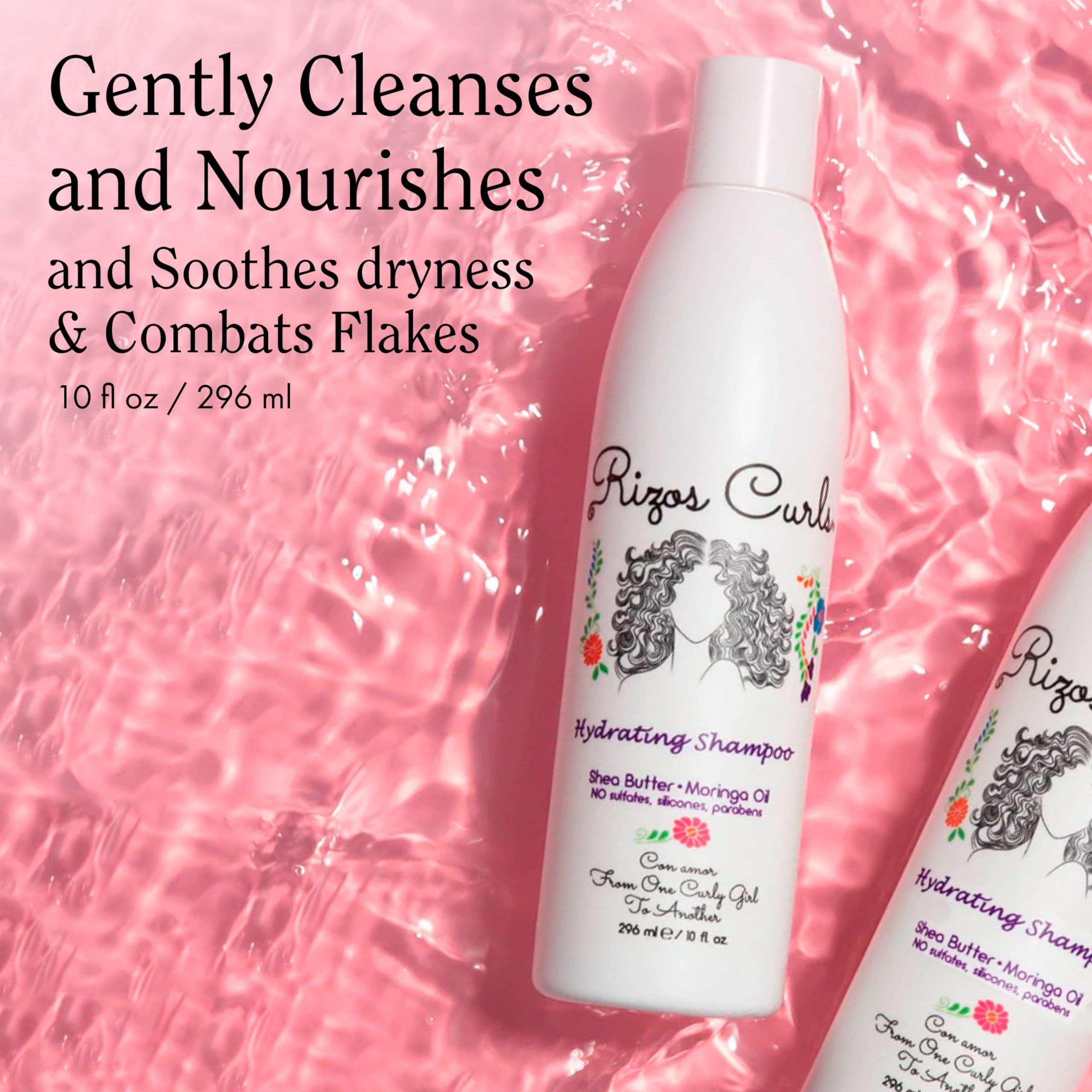 Rizos Curls Rizos Curls Travel Hydrating Shampoo, Gently Cleanse, Deeply Moisturizes & Nourishes Scalp, Soft & Healthy Hair from Shea Butter & Moringa Oil, 2.5 oz