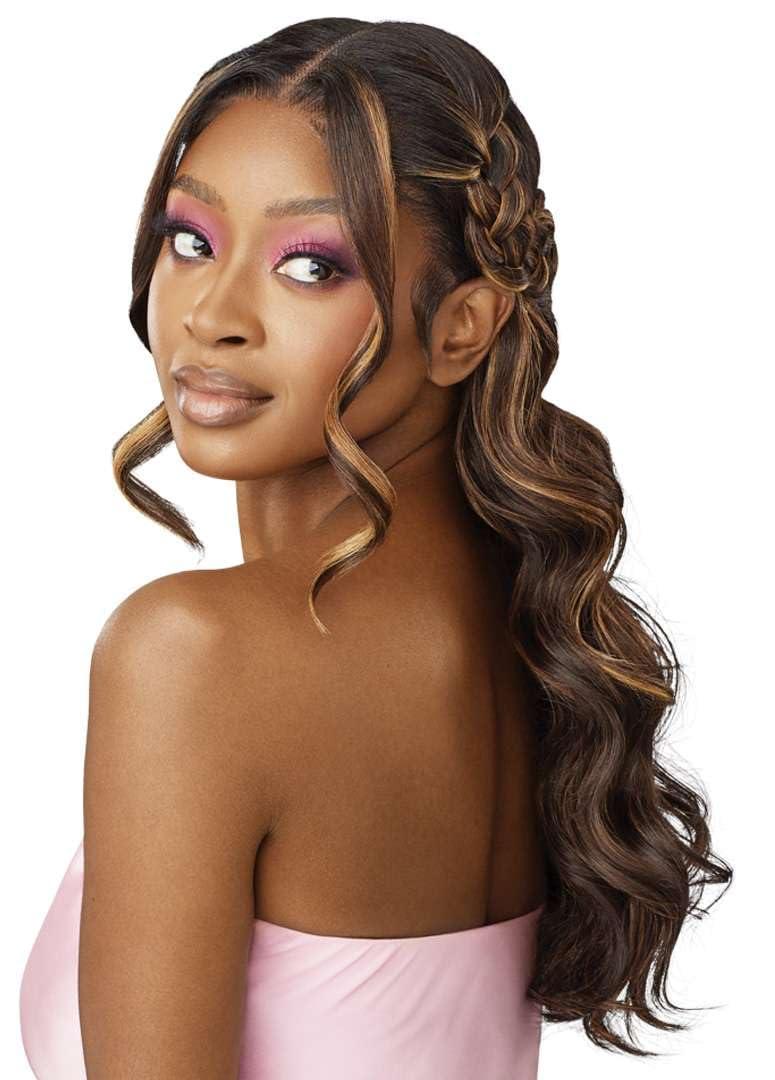 Outre Outre Airtied 100% Fully Hand-Tied Wig - Human Hair Blend - Natural Body Wave 22\" (DR CHOCOLATE TOFFEE)