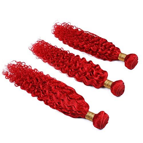 General Cloud Hair Bright Red Brazilian Hair Bundles Deep Wave Curly Human Hair Weave 3 Bundles Deals 9A Cheap Color Red Virgin Hair Extensions (18 18 18 inch)