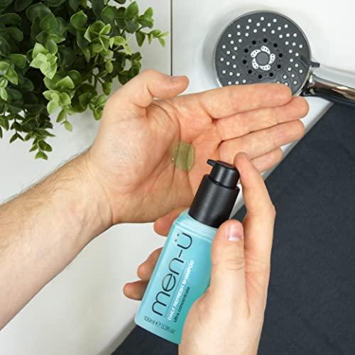 men-u men- DAILY REFRESH MENS SHAMPOO, up to 120 shampoos, Ultra-concentrated Vegan shampoo for men, long lasting, gently cleanses and refreshes, Eco Friendly Shampoo 3.3oz