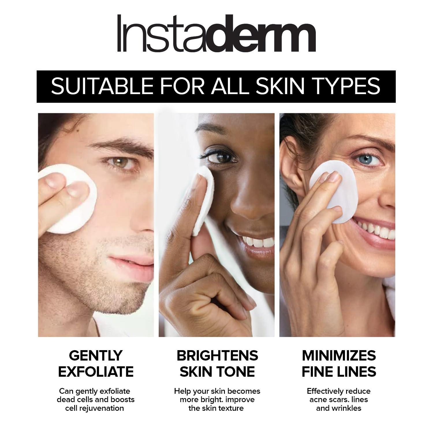 Instaderm Anti-Aging Exfoliating Peel Pads Smooths Fine Lines, Wrinkles, Dark Spots & Skin Roughness to Enhance the Skins Texture & Tone for Radiant Glow.