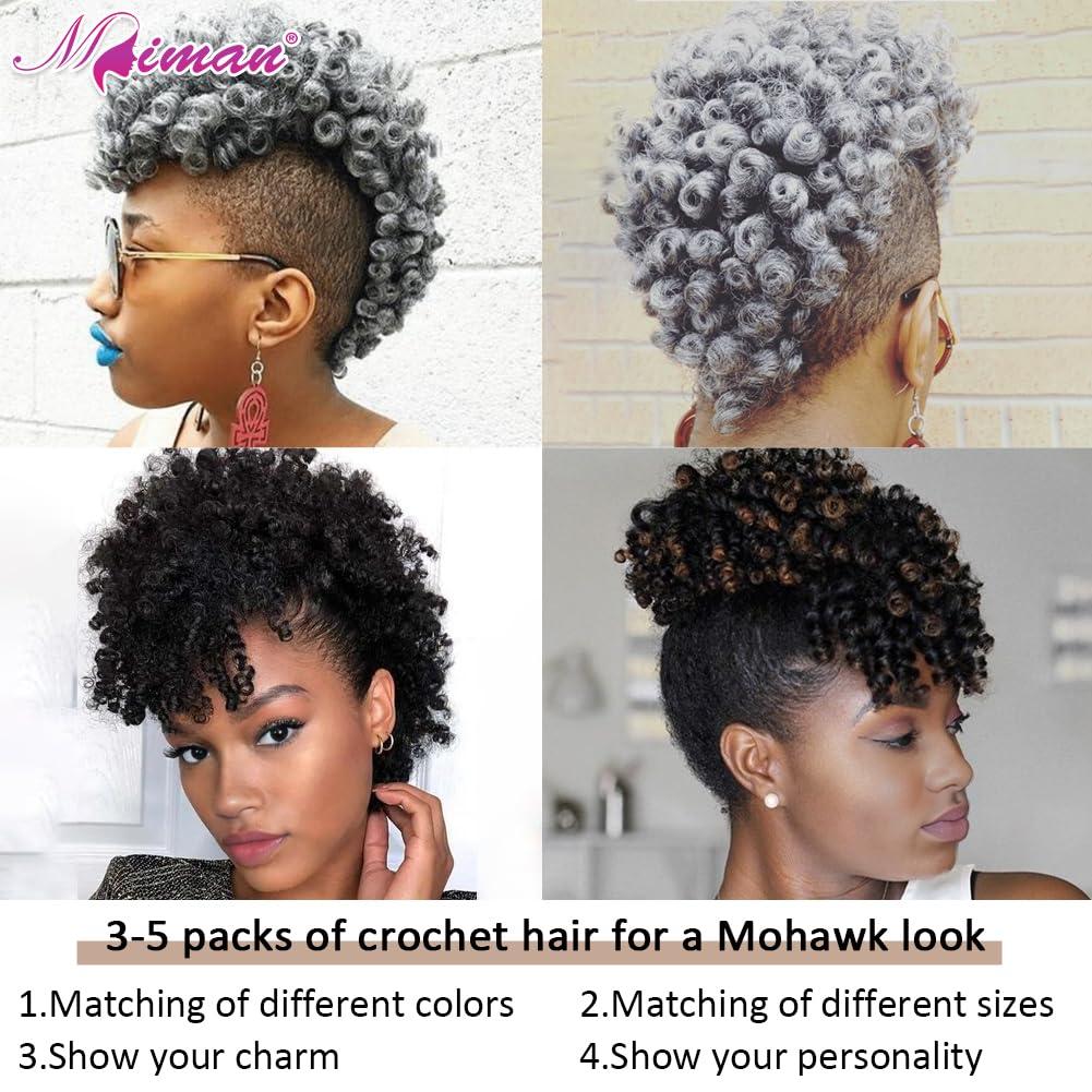 MIMAN MIMAN 3 Packs 20 Inch Short Crochet Hair Braids for Black Women 12MM 20roots/pack Synthetic Crochet Braiding Hair Extensions for DIY Mohawk Afro Braided Wigs (Natural Black #1B)