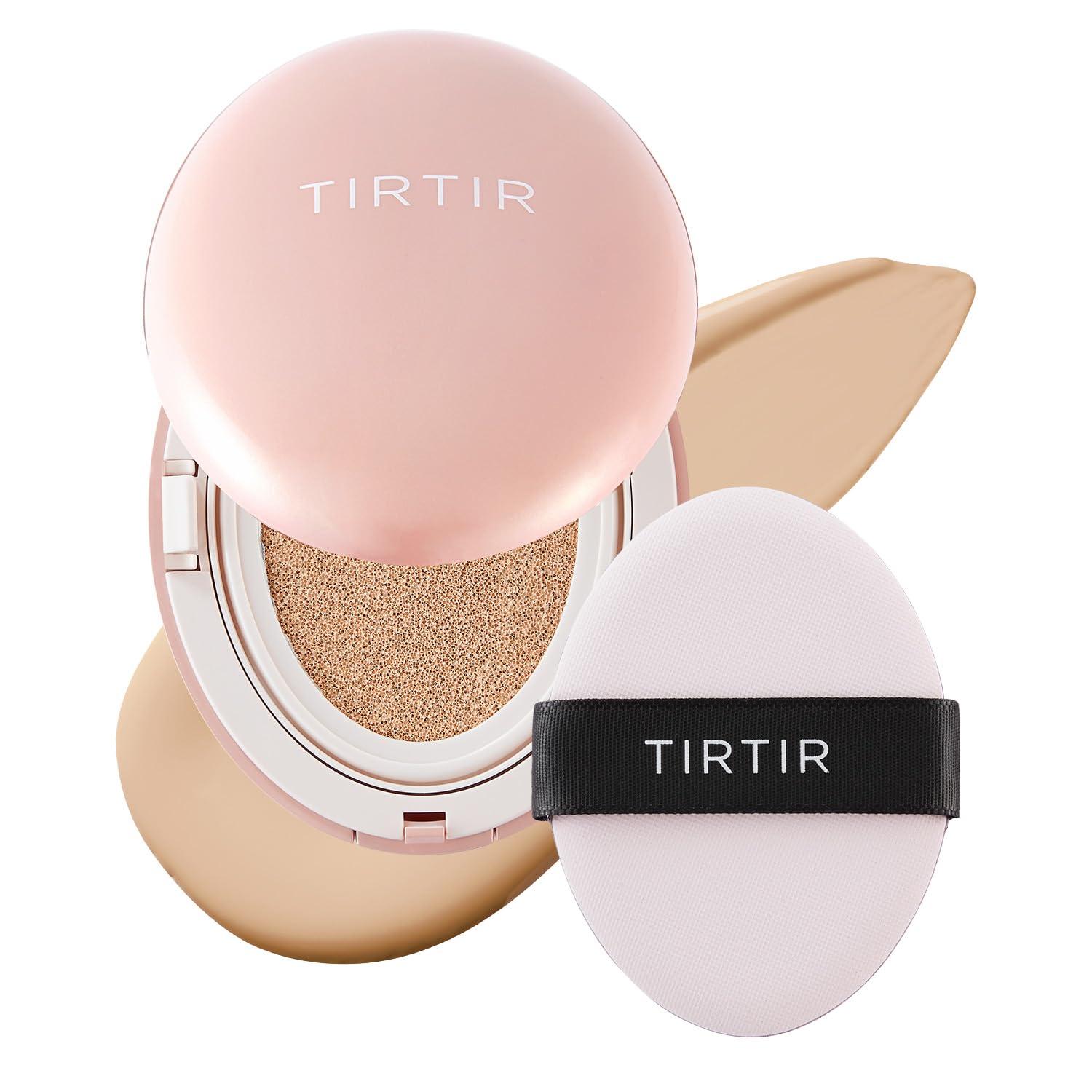 TIRTIR TIRTIR Mask Fit All Cover Pink Cushion Foundation | High Coverage, Velvety Matte Finish, Lightweight, Flawless, Corrects Redness, Korean Cushion, Pack of 1 (0.63 oz.), #21N Ivory