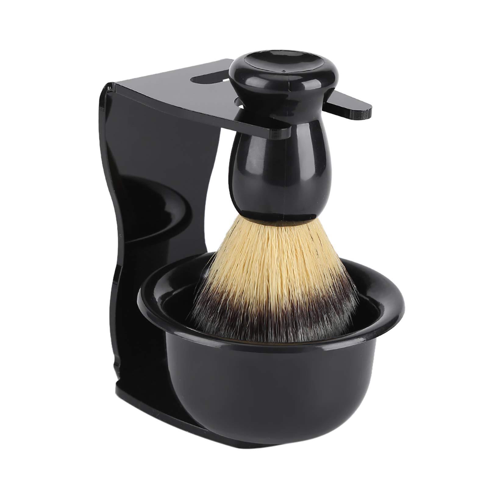 HERCHR Shaving Kit for Men, Shaving Brush and Bowl Mens Shaving Kit 3 in 1 Mens Shaving Brush Set Shaving Accessories Men Safety Shaving Stand Shave Brush Shaving Bowl Portable Shave Brush Kit
