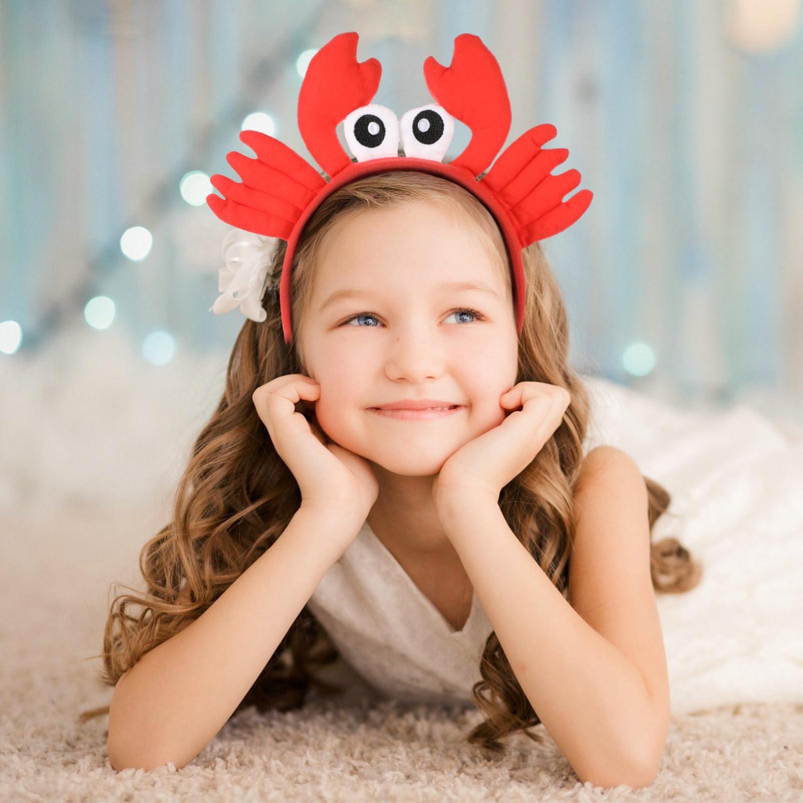 Kisangel Kisangel Crab Eyes Headband Mr Krabs Costume Eyes 2pcs Cute Crab Headband Adult with Eyes and Claws Crab Costume Sea Animal Headbands Crab Headband Fancy Dress