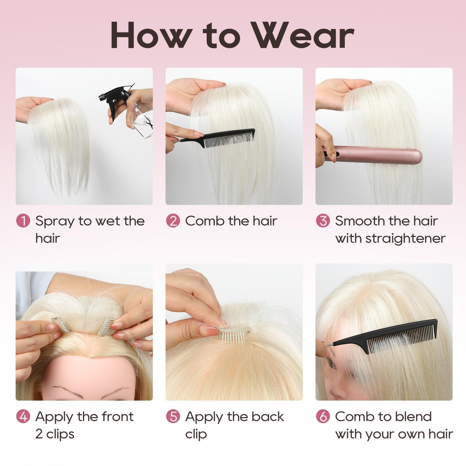 REECHO REECHO Real Human Hair Topper, 10 inch Women Hair Toppers for Thinning Hair, 100 Percent Human Hair Large Coverage Natural Hairpiece Wiglet, Swiss Base 4.5\"x3.5\", Silver White