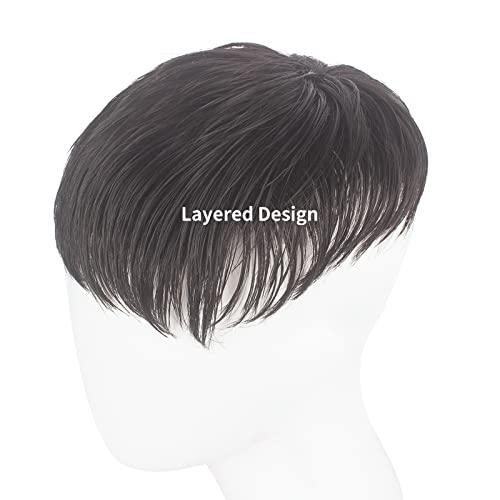 WeKen WeKen Short Toupee for Men Hair Topper Wig Clip in Crown Hair Extensions Mens Hair Piece for Covering White Loss Hair Daily Wear