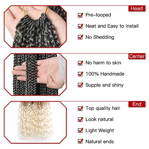 XTREND Xtrend 8 Packs 34 Inch Box Braids Crochet Hair Easy to Install Bohemian 3X Braid Pre-looped Knotless Curly Ends Jumbo Goddess Box Braids Hair Extensions for Women (12Strands/pack 1B27613)