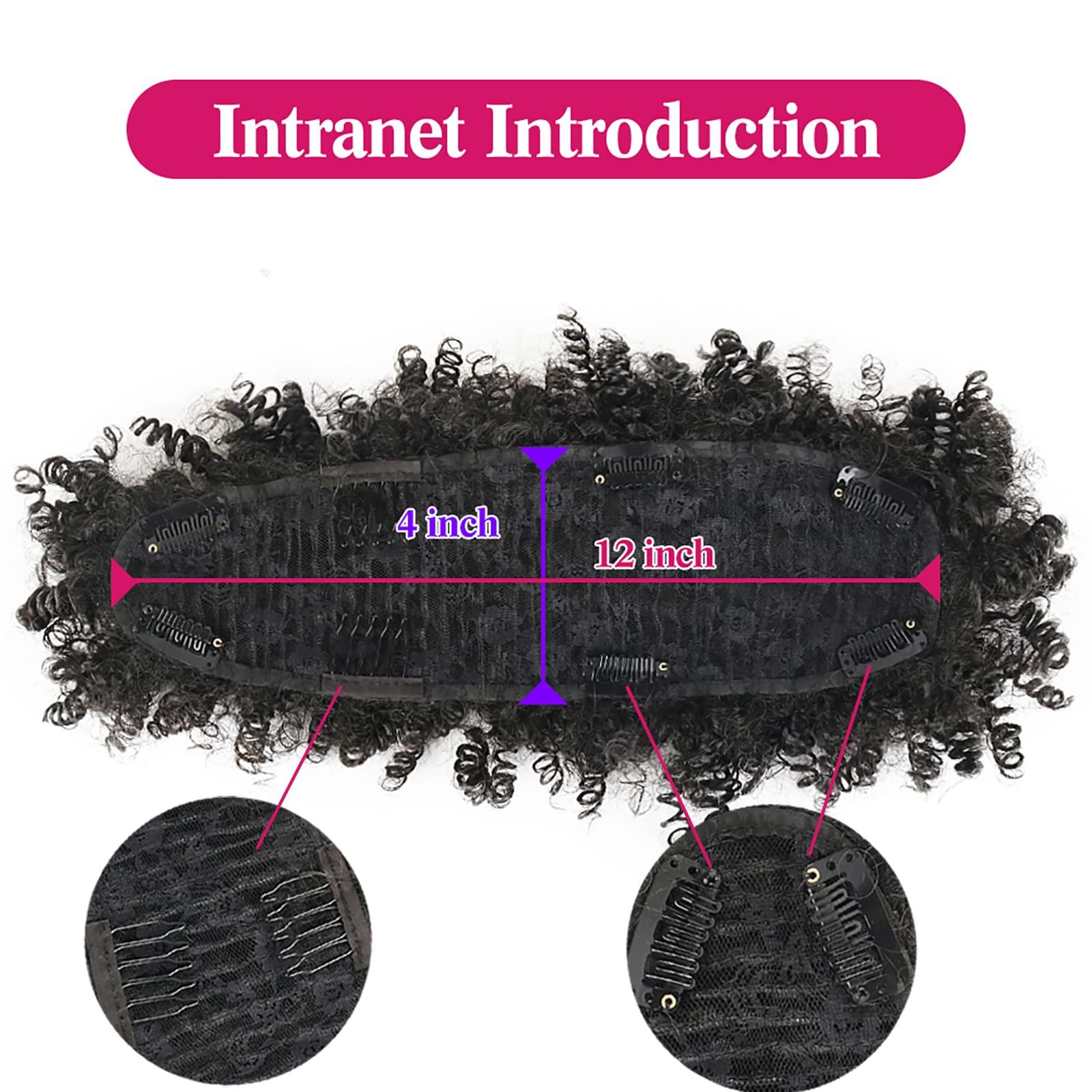 Oseti Oseti Curly Afro Mohawk Wig Faux Hawk Clip in Hair Extension for Black Women, Jerry Curly Mohawk Synthetic Clip on Mohawk Ponytail Wigs Black Fake Mohawk Pony Tail Clip on Hairpiece for Women(1B)