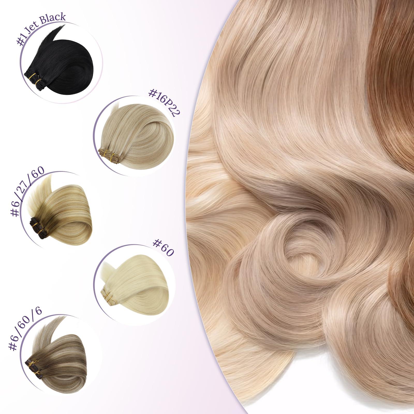 Fshine Fshine White Blonde Clip in Hair Extensions Human Hair 18 Inch Icy Blonde Remy Hair Extensions Clip in Remy Hair Clip in Human Hair Extensions Full Head 7pcs 135 Gram