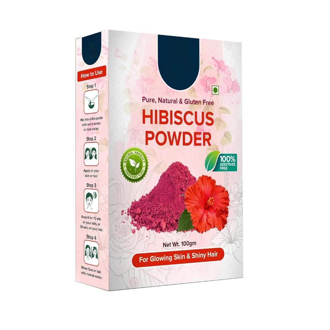 Generic Hibiscus Flower Powder for Face Pack & Hair Mask | Pure & Natural Hibiscus Rosa Sinensis Powder For Skin & Hair Care - 100g