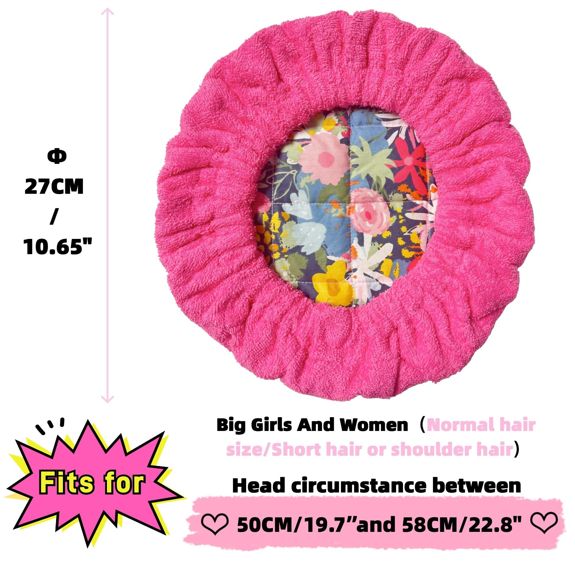 AKISS AKISS Flaxseed Deep Conditioning Heat Cap Portable Microwave Hot Bonnet Therapy Hair care Cap For Women (Fushcia/Flowers, Large)