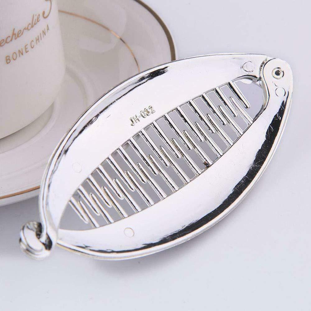 Acxico Acxico 2 pcs women's banana clip with diamond plating hairpin ponytail banana clip (1 gold and silver each)