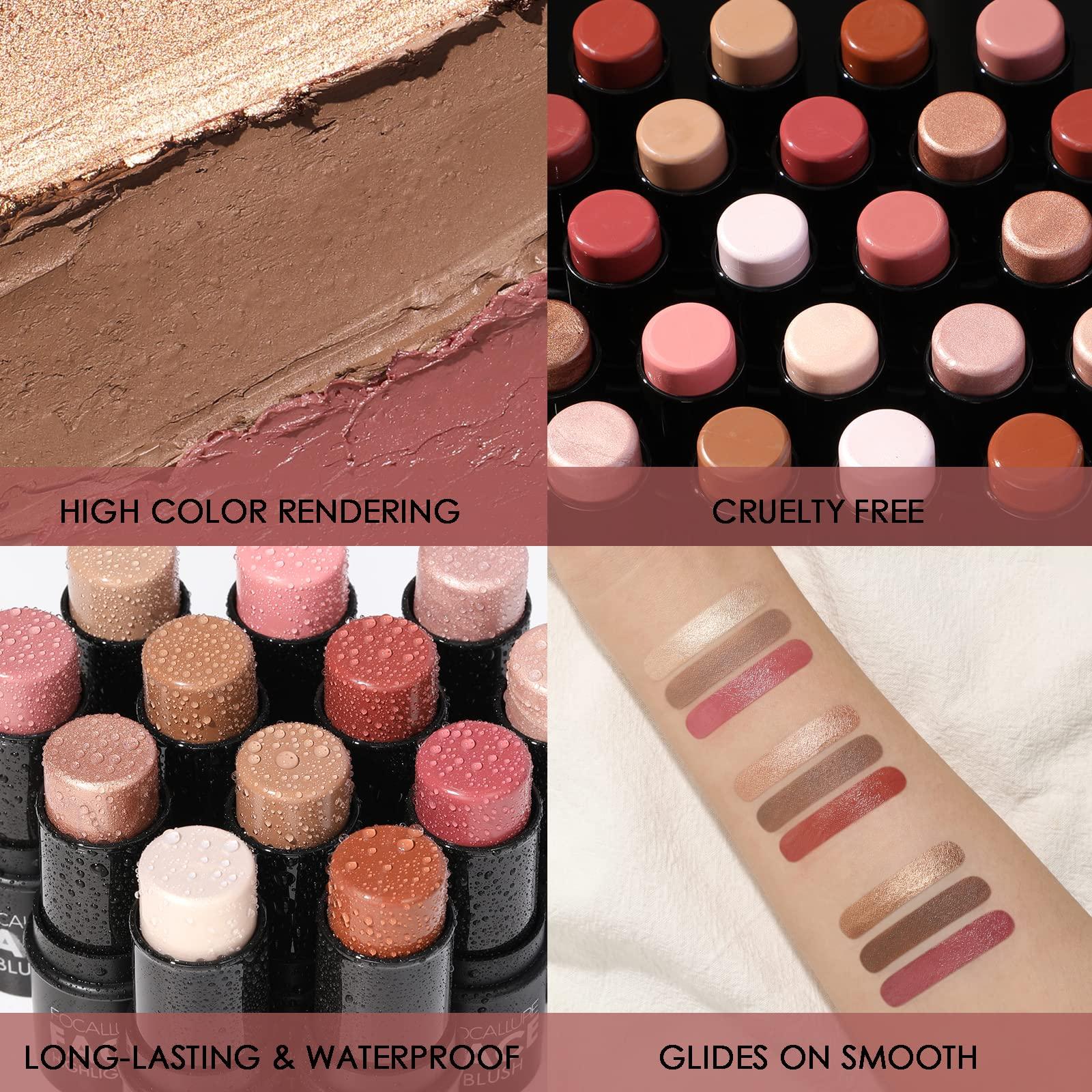 FOCALLURE FOCALLURE 3 Pcs Cream Contour Sticks,Shades with Highlighter & Bronzer & Blush,Non-greasy Long-wear Face Contouring Pen,Easy to Sculpt the Face and Create a Lightweight Finishing Makeup,MEDIUM-DEEP