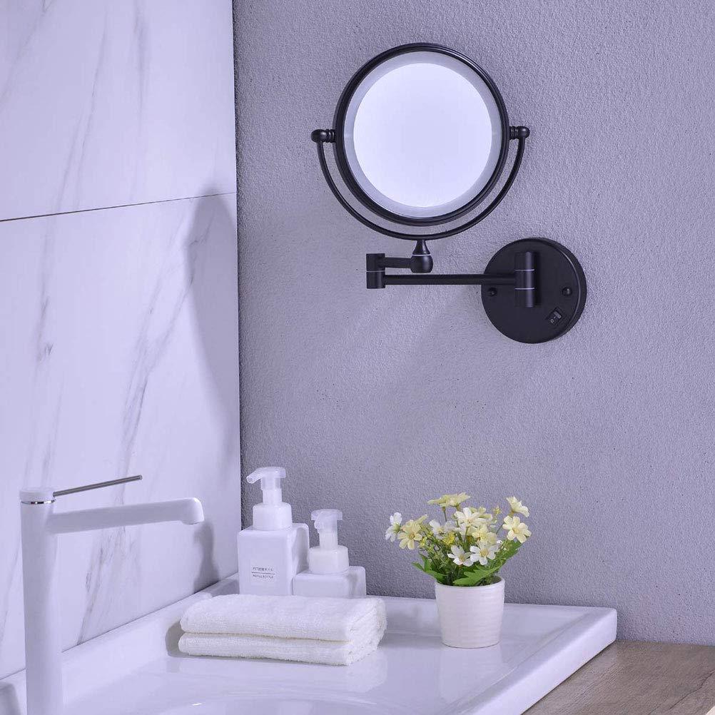 VVQQFGXN VVQQFGXN Makeup Mirror with Light Wall Mounted, Double Sided Vanity Magnifying Mirror,Adjustable Telescopic Boom (Size : 3X)