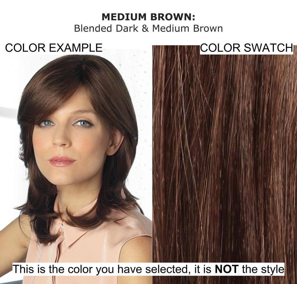 Amore & Christy\'s Wigs Bundle - 4 items: Erika Wig by Amore, Christy\'s Wigs Q & A Booklet, BeautiMark Synthetic Shampoo & Wide Tooth Comb - Color: MEDIUM BROWN