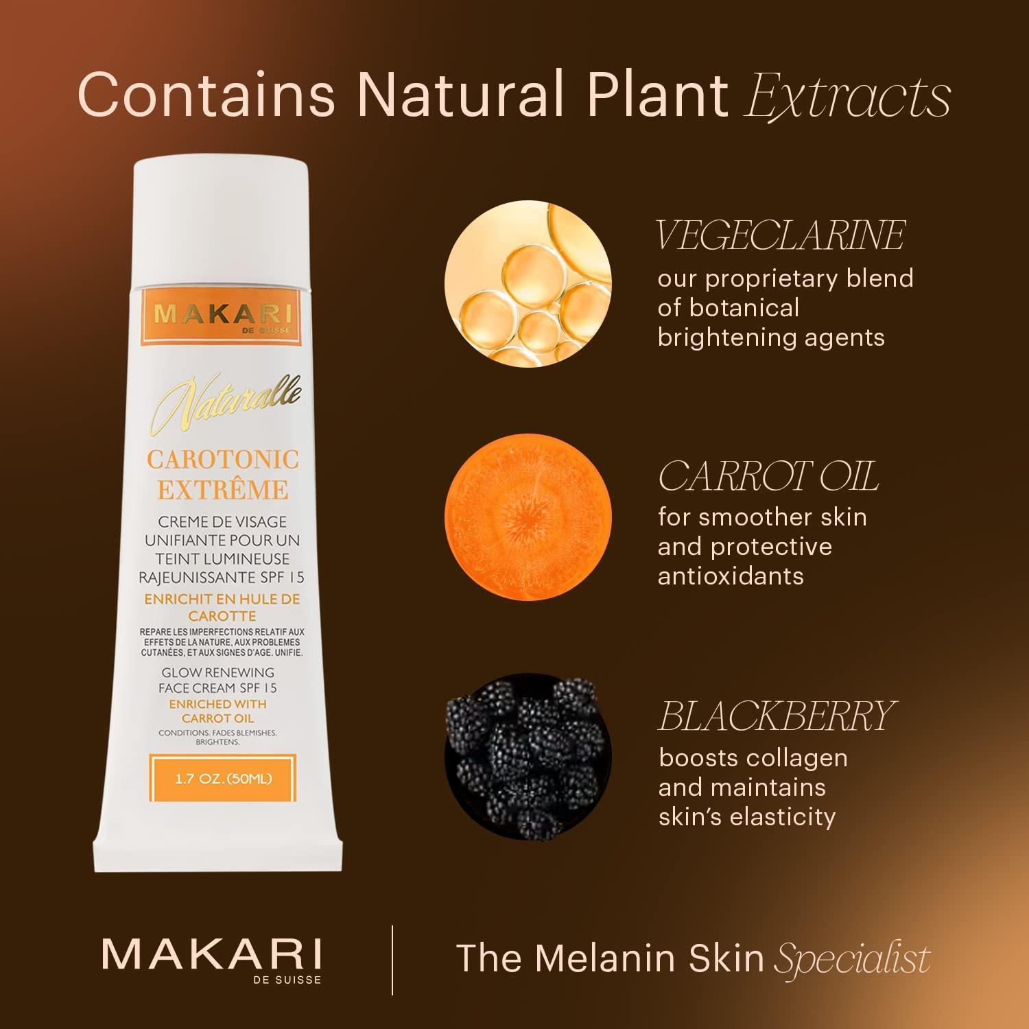 MAKARI MAKARI Naturalle Carotonic Extreme Glow Renewing Face Cream SPF15 & Brightening Serum Set | Moisturizes, Brightens, & Rejuvenates Skin | Reduces Acne & Scars | Anti-Aging & Antioxidant Protection for