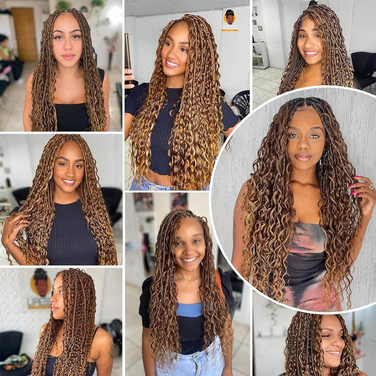 YFFSSJFC Human Braiding Hair For Boho Braids P4/27 Water Wave Bulk Human Hair For Braiding No Weft Highlight Ombre Wet And Wavy Micro Braiding Hair Human Hair Bulk For Boho Box Braids 100g 22 Inch
