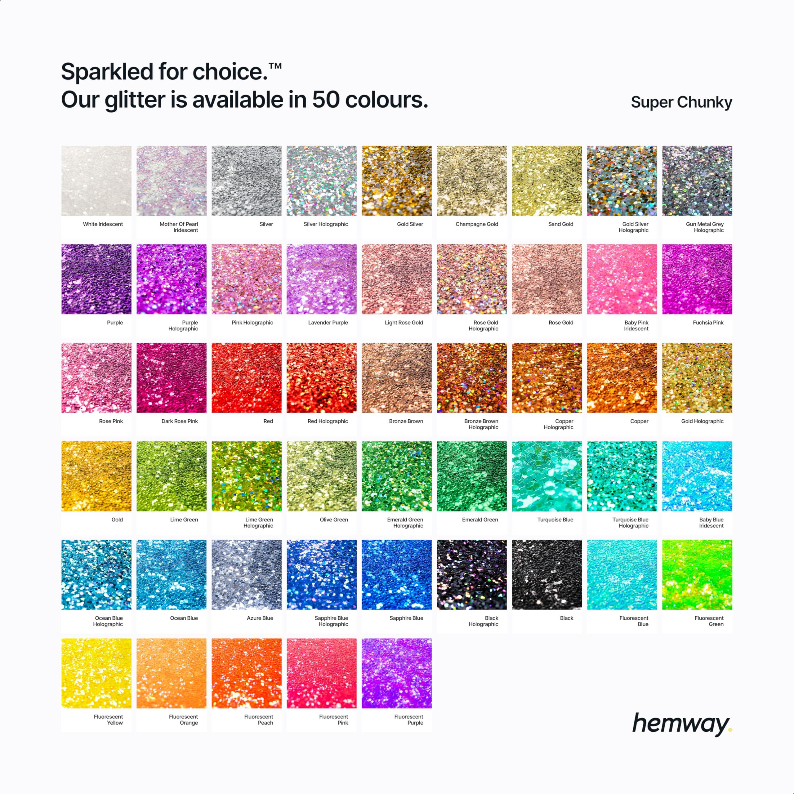Hemway Hemway Premium Ultra Sparkle Glitter Multi Purpose Metallic Flake for Arts Crafts Nails Cosmetics Resin Festival Face Hair - Champagne Gold - Super Chunky (1/8" 0.125" 3mm) 100g / 3.5oz