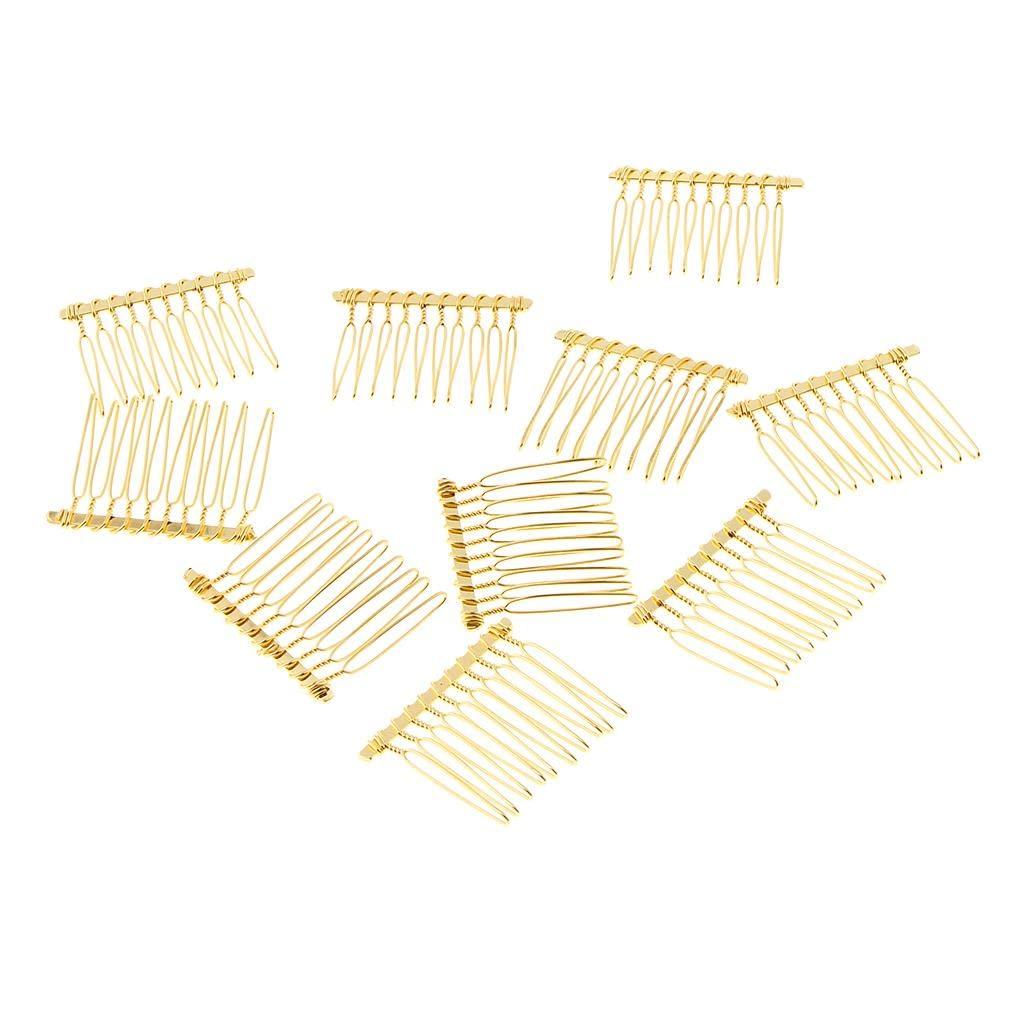 APLVFFZH 10Pcs Metal Hair Comb Slide Side Combs Hair Clip Hair Jewelry Decor, Gold