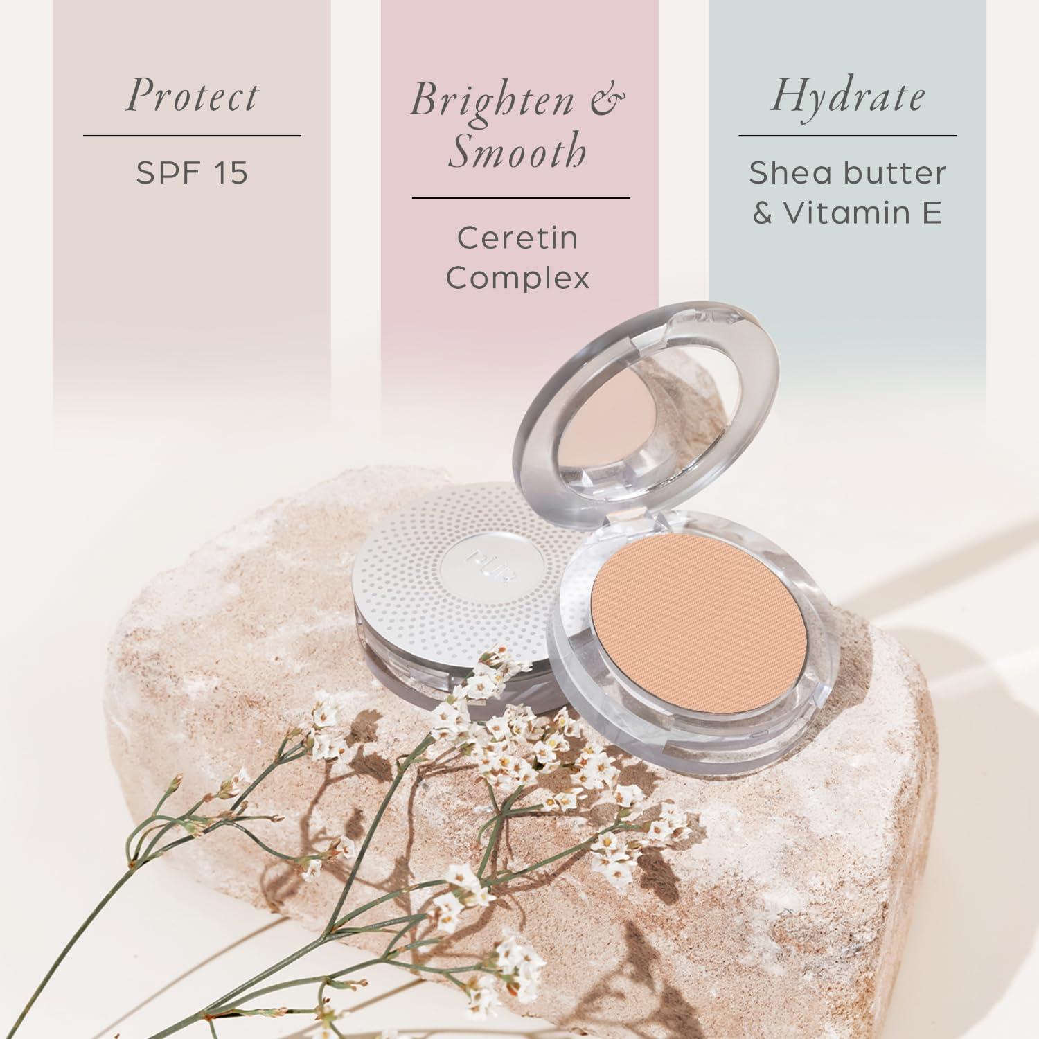 PR Beauty PUR Beauty 4-in-1 Pressed Mineral Makeup Powder Foundation with SPF 15 - Concealer & Finishing Compact Pressed Powder for Face - Buildable Medium to Full Coverage Foundation Powder (Linen)