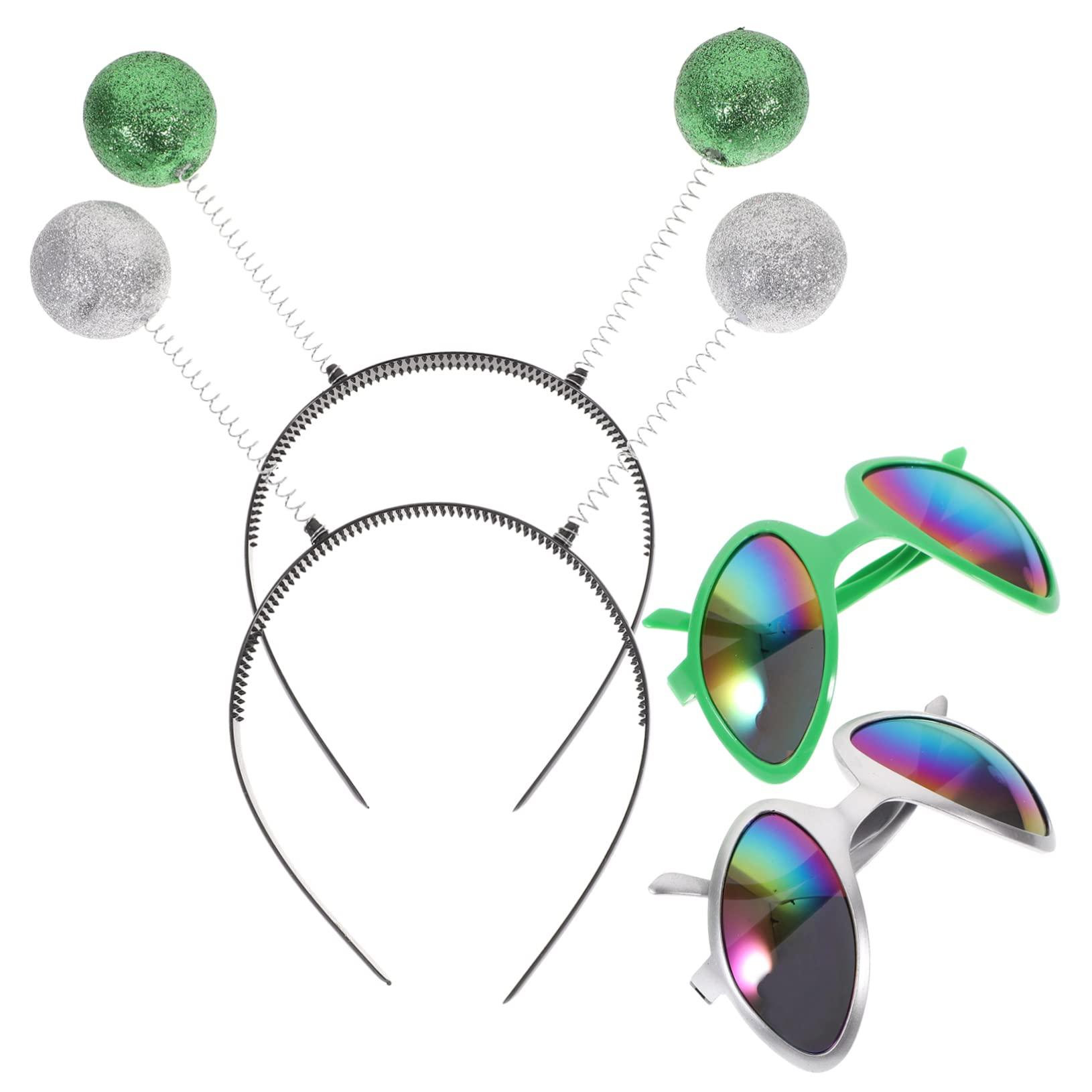 Abaodam Abaodam 3 Sets Alien Headband Hair Tie Hair Bands Glasses Makeup Hair Band Alien Eyewear Alien Prop Dreses Party Cosplay Headbands Party Supplies Alien Costume Plastic Apparel Miss Space