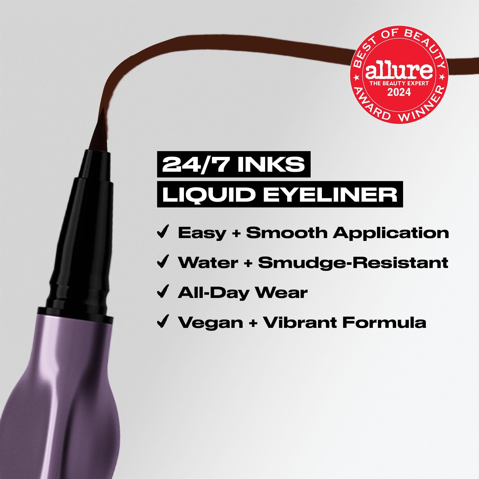 URBAN DECAY Urban Decay 24/7 Inks Liquid Eyeliner Pen (Whiskey - Matte Dark Brown, Brush Tip Eye Liner), Water-Resistant, Smudge-Resistant, Vibrant Colored Liner, Ergonomic Precision Grip, Vegan - 0.01 fl oz