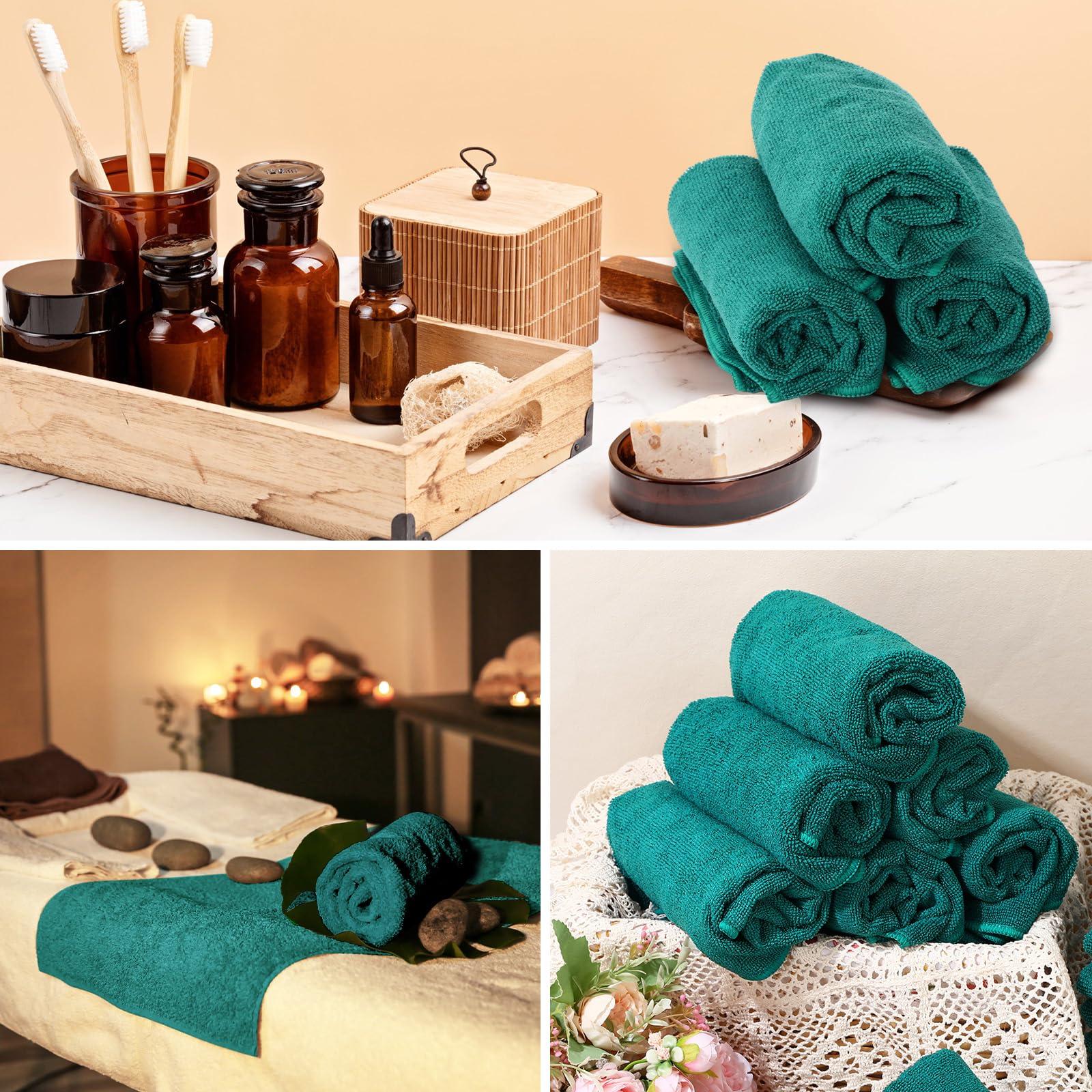 Panelee 36 Packs of Bleach Proof Towels Microfiber Absorbent Salon Towels Bleach Resistant Salon Hand Towels for Gym, Bath, Spa, Shaving, Shampoo, Home Hair Drying, 16 x 28 Inches (Dark Green)