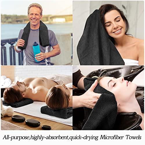 Shimeyao 26 Packs of Bleach Proof Salon Towels Absorbent Microfiber Towels Bleach Resistant Salon Hand Towels for Gym, Bath, Spa, Shaving, Shampoo, Home Hair Drying, 16 x 28 Inches (Black)