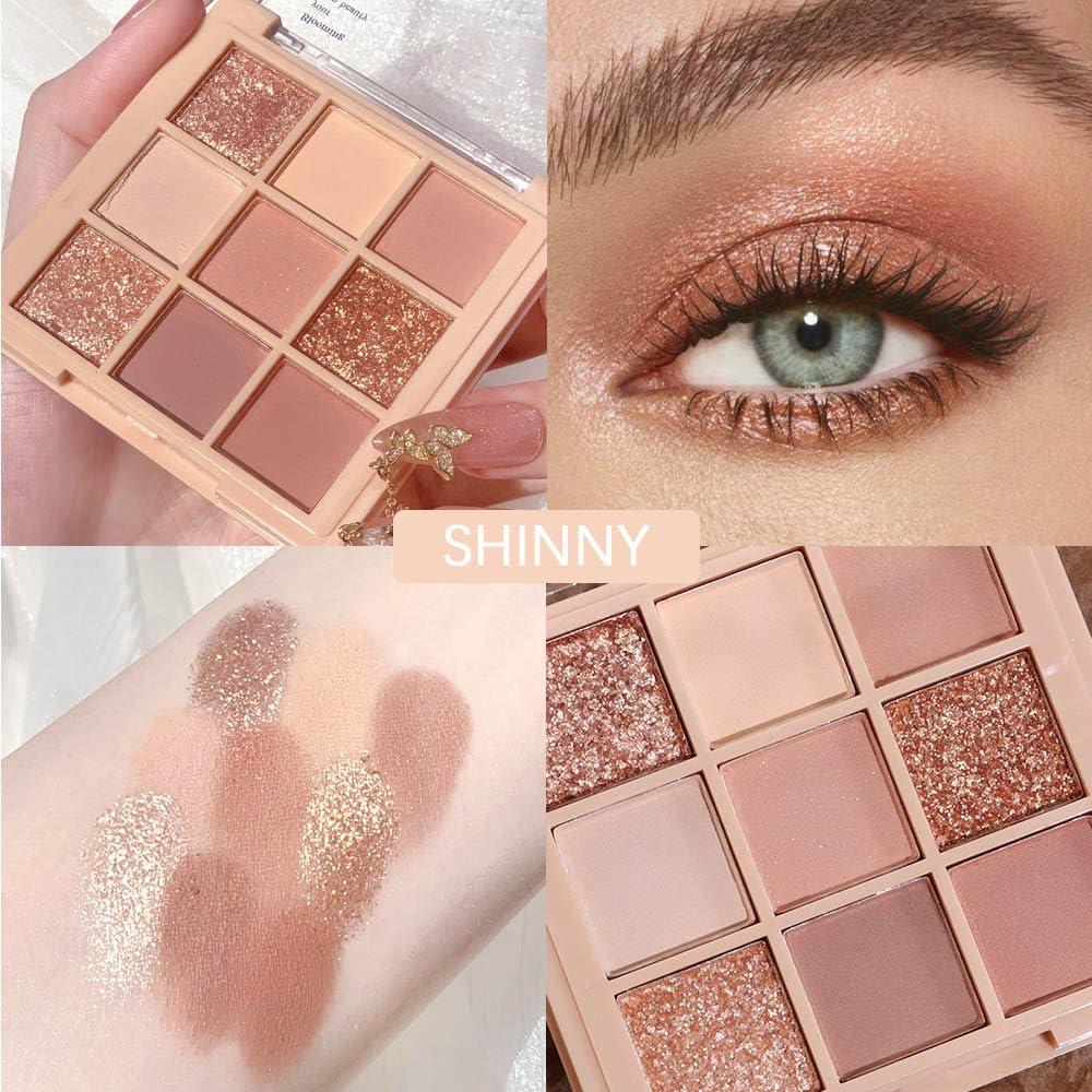 CAKAILA 9 Color Nude Pink Gold Brown Eyeshadow Makeup Palette,Matte Shimmer Korean Natural Neutral Hypoallergenic Eye Shadow Palettes Highly Pigmented Naturing-Looking Long Lasting Waterproof Blendable