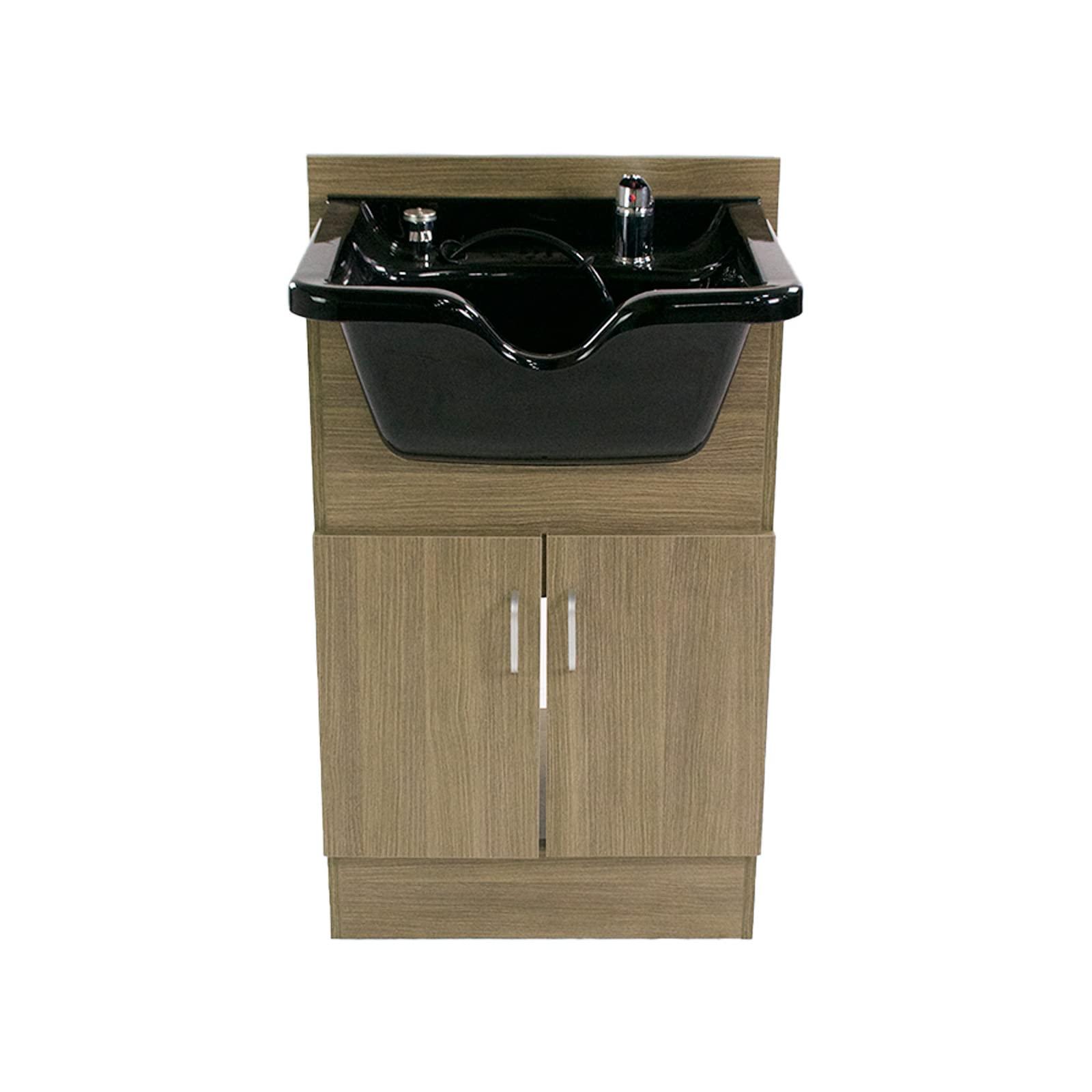 Berkeley Shampoo Cabinet SANDEN II Light Wood w Faucet, Bowl, Drain for Hair Studio Beauty Salon and Spa