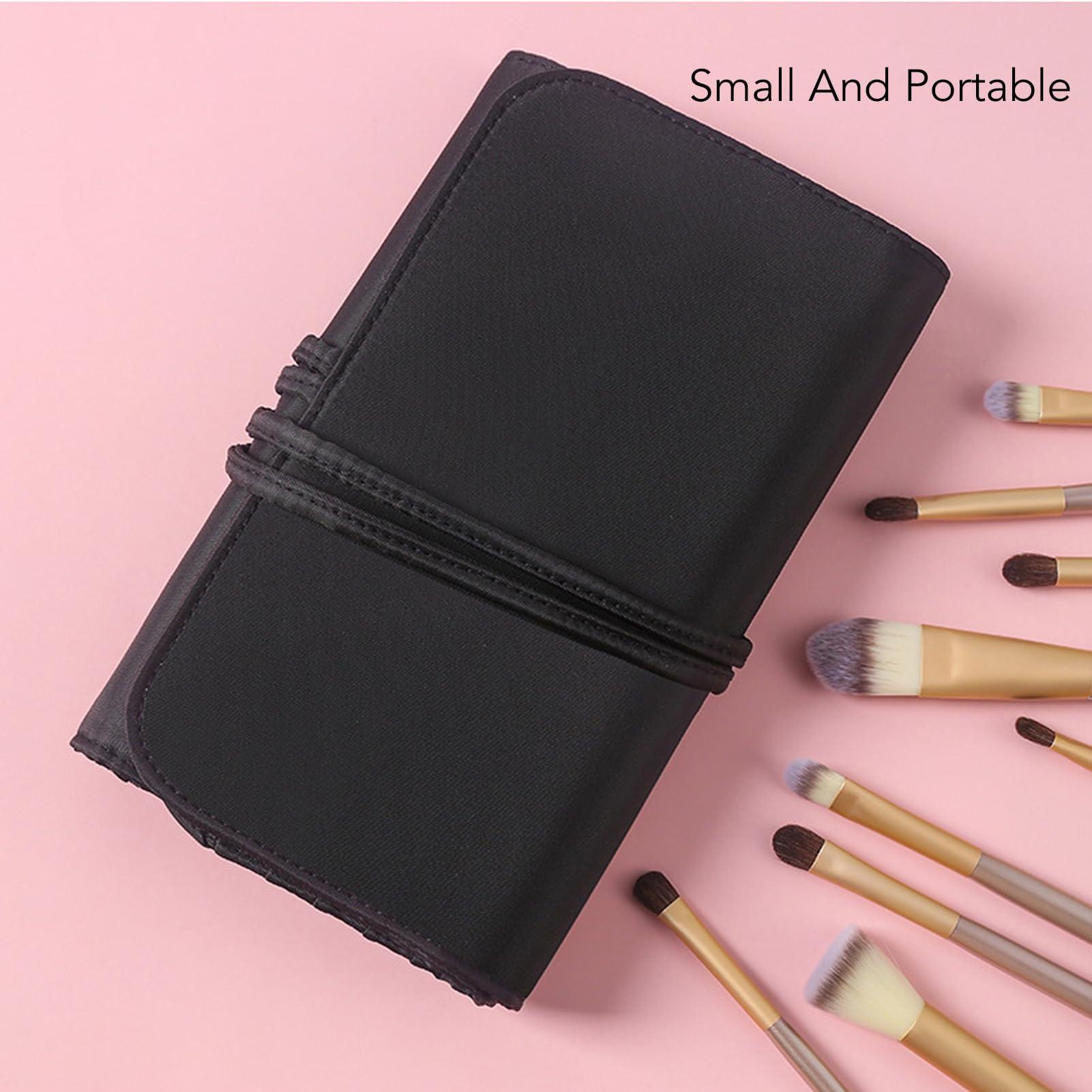 Cyrank Makeup Brush Rolling Case,26 Holes Cosmetic Tool Storage Bag Makeup Brush Holder Organizer Large Capacity Travel Makeup Brush Organizer