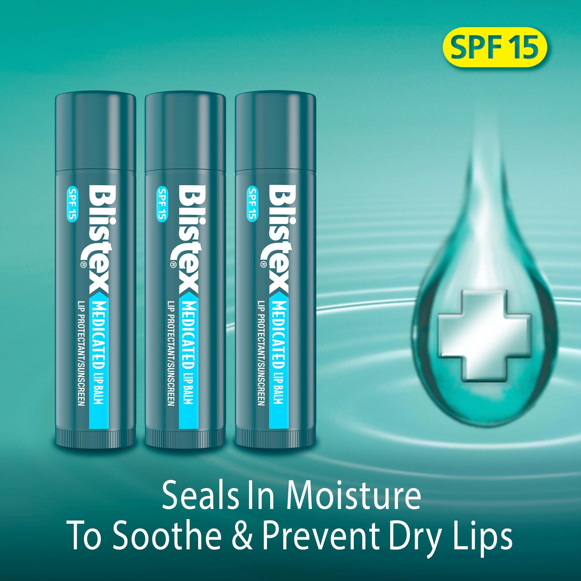 Blistex Blistex Medicated Lip Balm, 0.15 Ounce, 3 Count (Pack of 2) Prevent Dryness & Chapping, SPF 15 Sun Protection, Seals in Moisture, Hydrating Lip Balm, Easy Glide Formula for Full Coverage