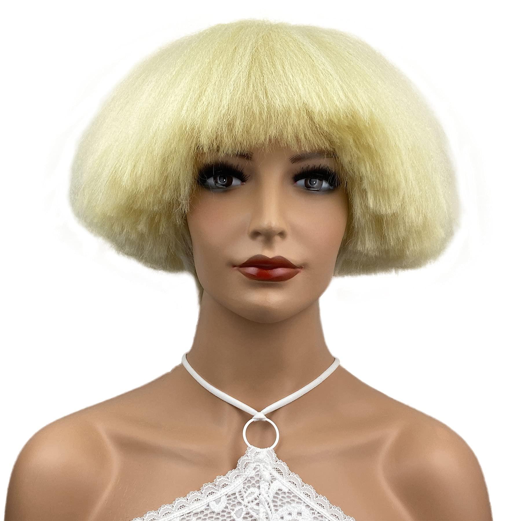 Aimole Aimole Yaki Straight Voluminous Mushroom Wig Blonde Mushroom Head Wig Bowl haircut Wigs Synthetic Wigs