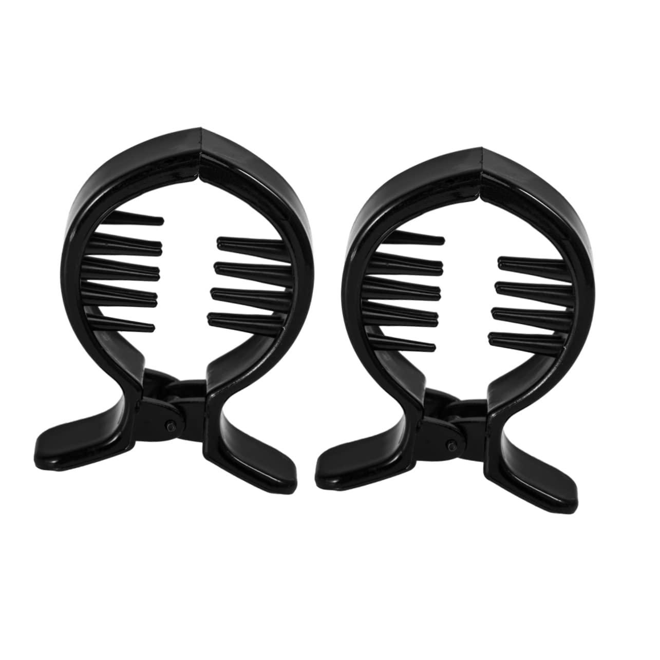 WOONEKY WOONEKY 2Pcs Black Round Inner Toothed Hair Clip Fish Tail Clip Ponytail Holder Strong Tension Hair Claw for Secure Styling and Comfortable Hold