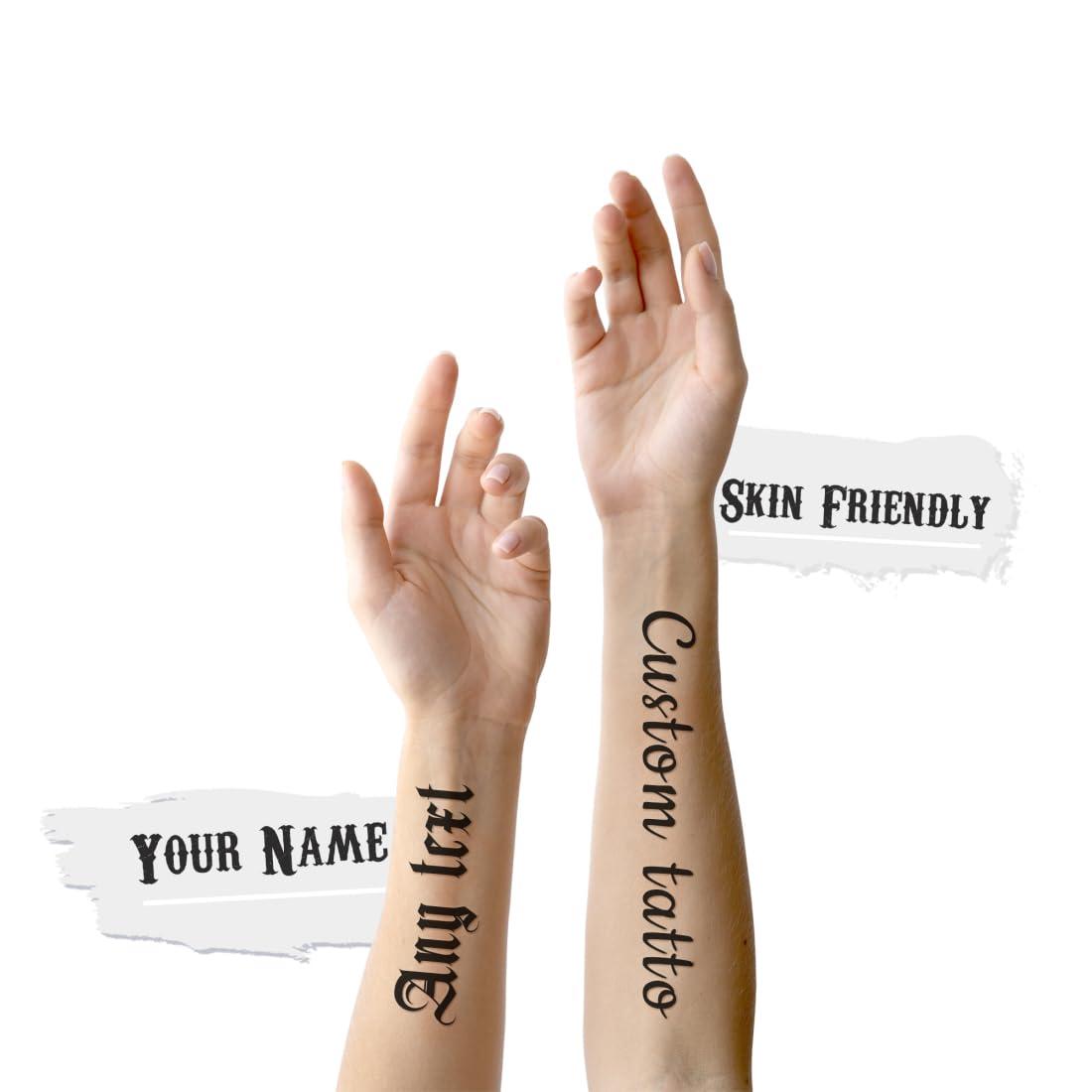 TESFANS Custom Temporary Tattoos, Personalized Temporary Tattoos with Name Text Letters, Create Your Own Temporary Tattoo, Custom Fake Tattoos for Adults Men & Women, Realistic Temporary Tattoos for Gifting