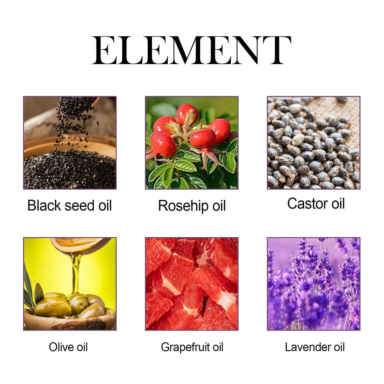 Blais Castor Oil Rosehip Oil Black Seed Oil, Castor Oil Black Seed Oil Rosehip Oil Face Serum, Natural Face Oil Anti-Aging Serum Natural Skincare, Nourishing, Firming Skin, Diminishing Wrinkles (5pcs)