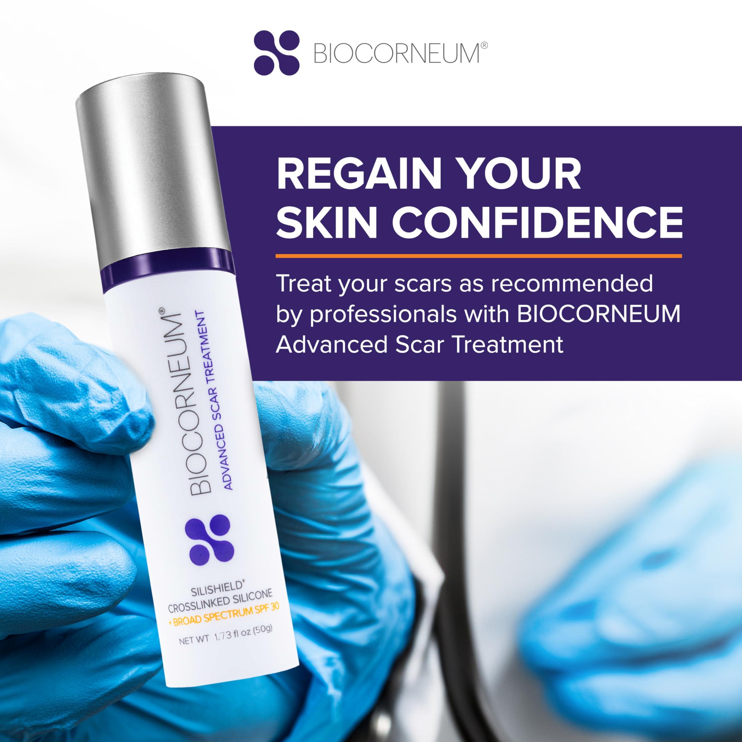 bioCorneum Advanced Scar Treatment with Silishield & SPF 30 20g Made in the USA, Fast-Drying, Water-Resistant Silicone Scar Gel - Surgeon Recommended for New & Old Scars - Suitable for Children Over 6 Months