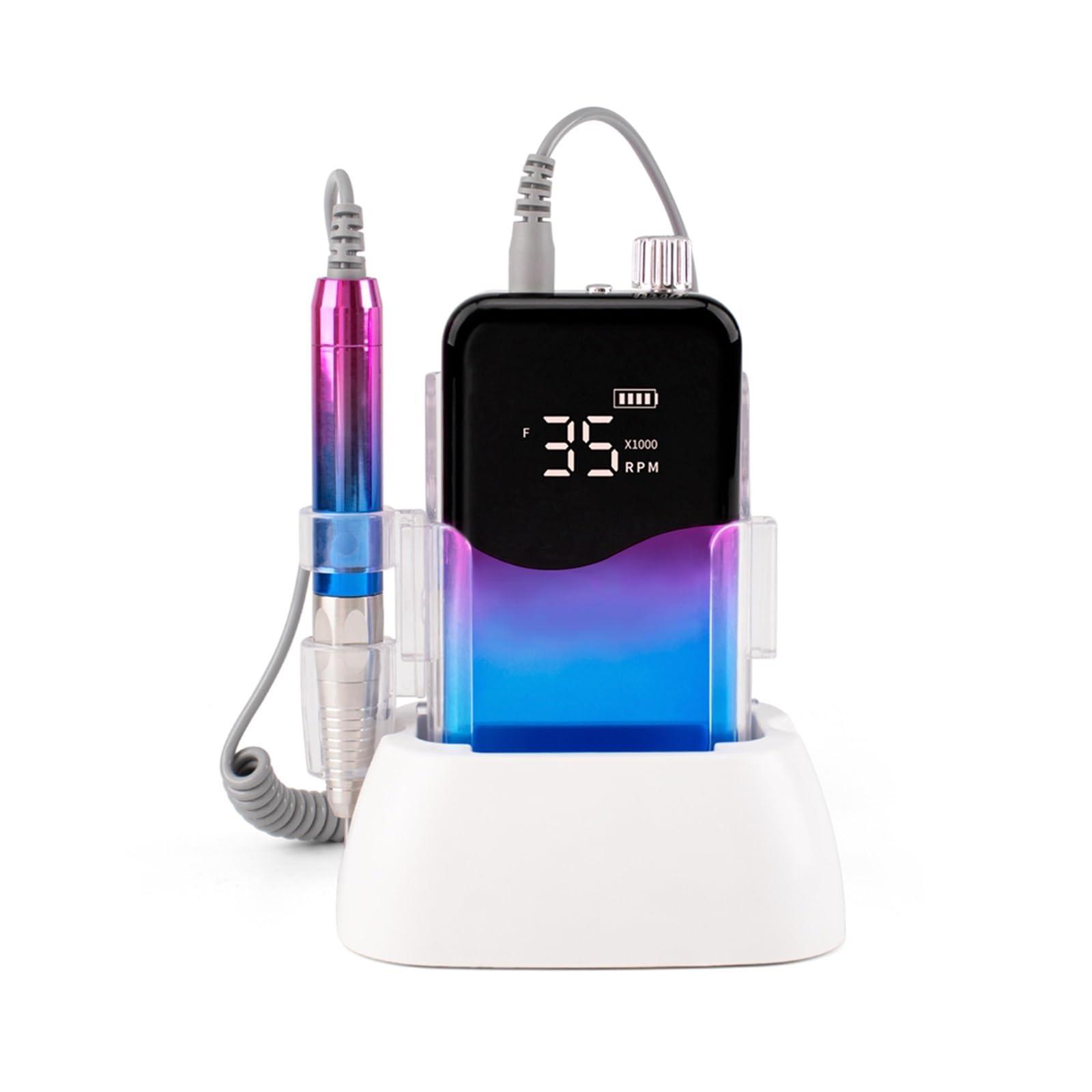 ROLTIN Electric Nail Drill, Portable Nail Drill, Professional 35000 RPM, Rechargeable Electric Nail File Machine E File For Acrylic Nails Gel Polishing Removing, Cordless Efile With Bits Kit For Manicure Sal