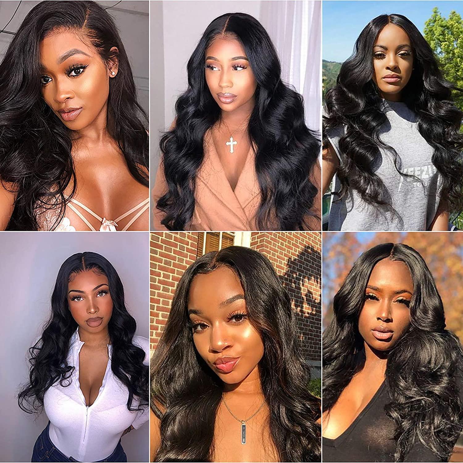 MOOTAFUL MOOTAFUL Large Cap Wigs 24 inch Cap Size Lace Front Wigs 134 Body Wave 150% density Pre Plucked with Baby Hair Brazilian Virgin Human Hair Wigs for Black Women 16 inch