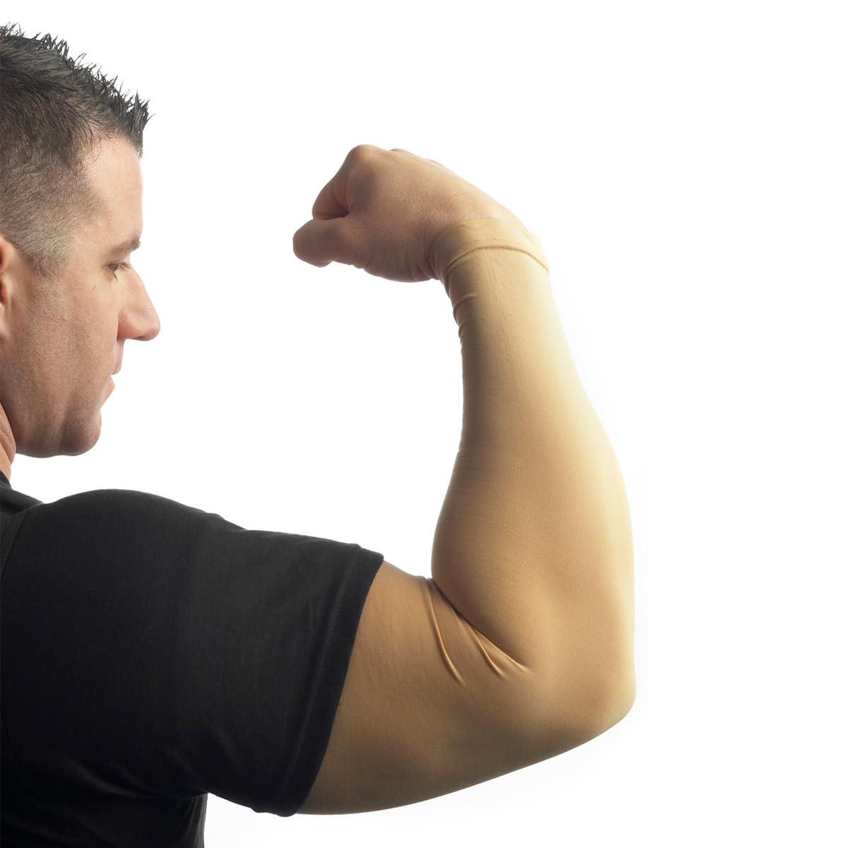 Tatjacket Tatjacket Tattoo Cover Up Concealer Sleeve, Full Arm coverage, UPF 50 Protection, Slip Free- (Unisex) (2-Pack) - MEDIUM TAN