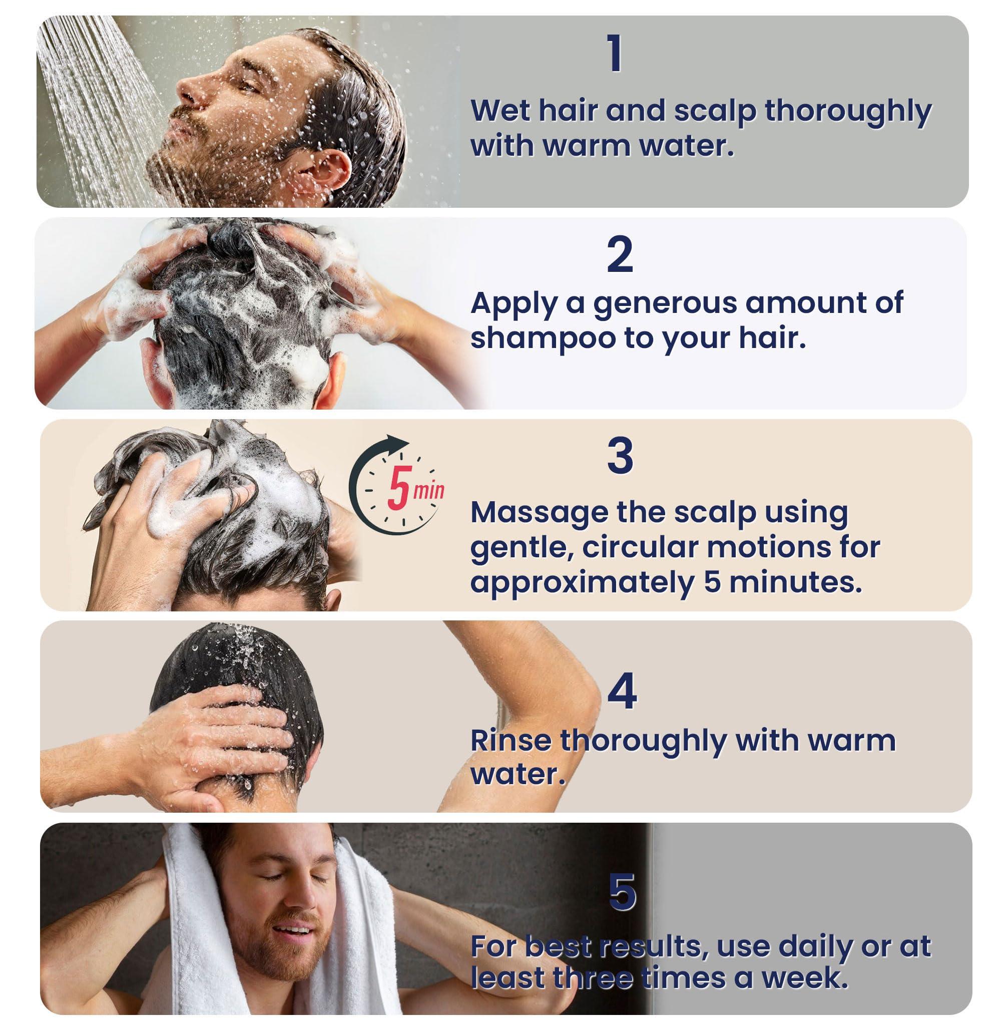 Uttse Uttse Biotion Hair Growth Shampoo for Men: Natural Thickening Shampoo with Tea Tree Oil Ginseng Mint for Hair Loss and Thinning Hair - 10.1 fl.oz, Dark Blue